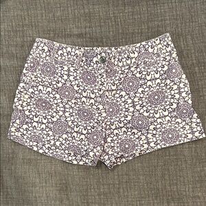 Loft Purple and White Cotton Shorts